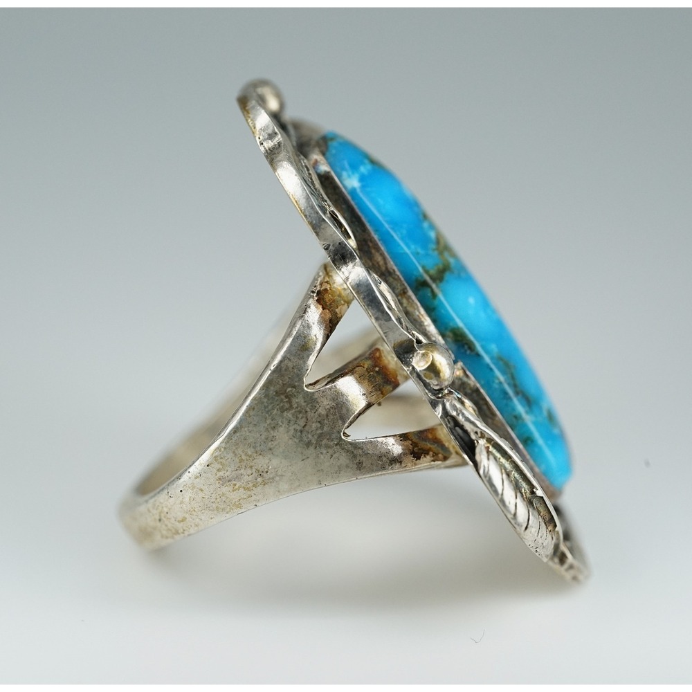 Men's Navajo‎ Sterling Silver Natural Kingman Turquoise Ring - 23.71g Size 12.25 - Picture 5 of 7